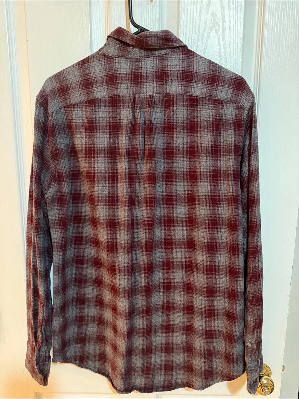J.Crew Men’s Classic Plaid Flannel Shirt Burgundy Gray BU178